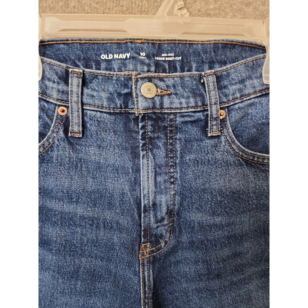Old Navy Loose Boot-Cut Jeans Womens 10 Tall Blue Dark Wash Cotton NEW - Picture 6 of 11